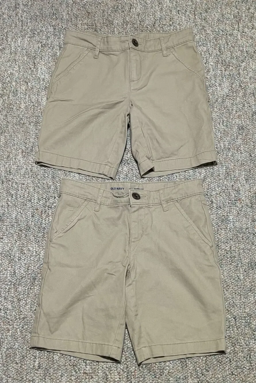 Lot Of 2 Old Navy Girls Uniform Dress Bermuda Shorts Khaki Adjustable Size 10
